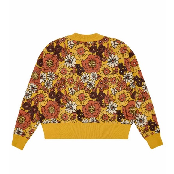 Whiskey” Floral Jumper | Retro ’70s Mustard Sweater | UK L NWT - Picture 2 of 5